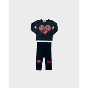NEW ROCK CANDY kid's plaid heart top with leggings in black